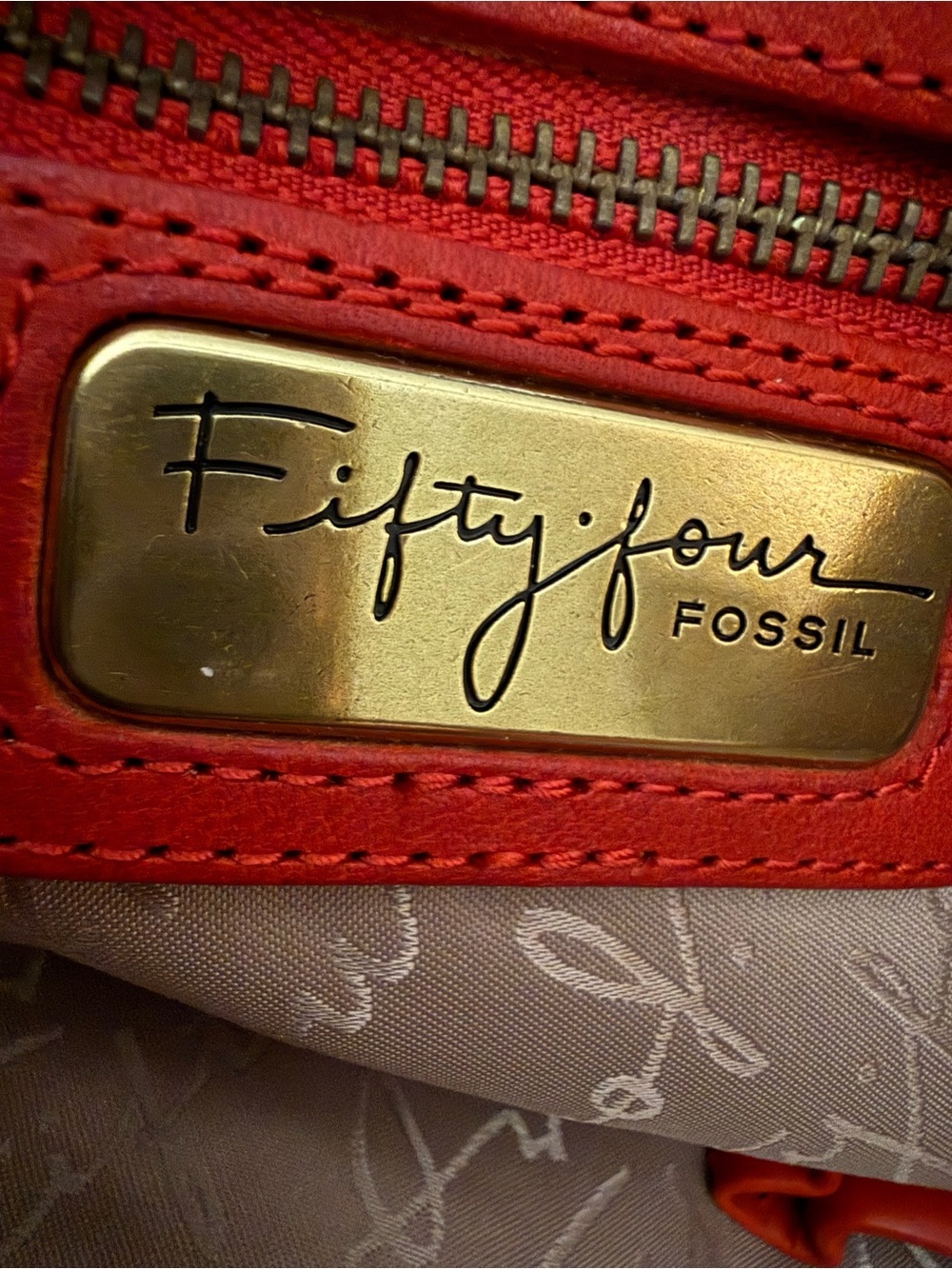 Fossil Fifty Four Red Leather Straw Oversized Tote Bag Woven Coastal Resort NWOT - Picture 6 of 8